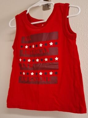 dip Red Tank Top with Patriotic Star Graphic